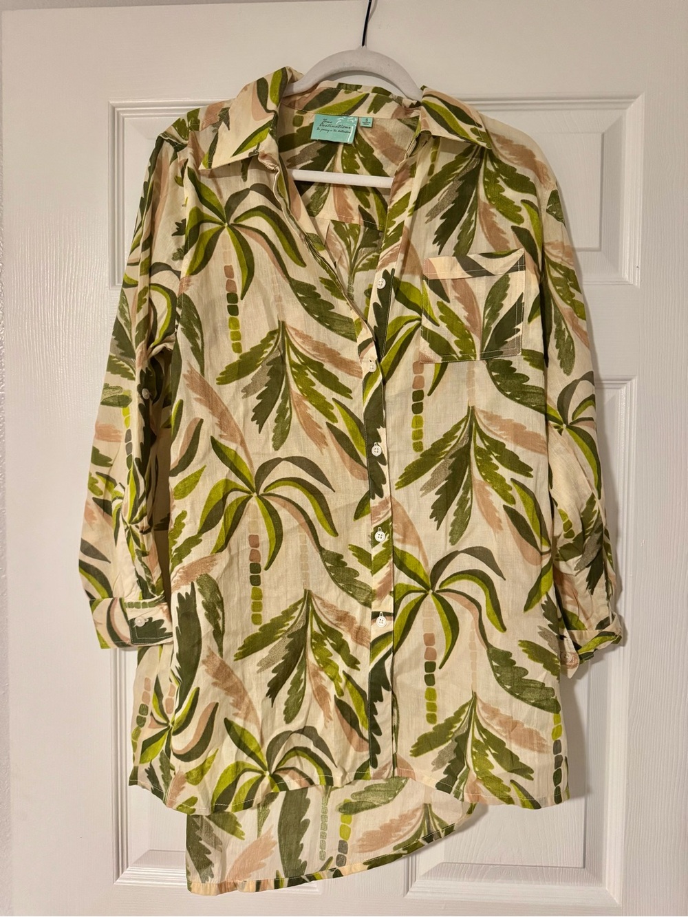 True Destinations Tropical Button-Down Cover-Up – Size S